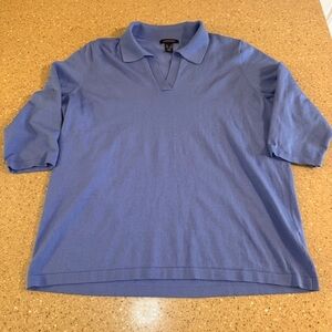 Lands' End Blur Polo Shirt 1X, 3/4 sleeve